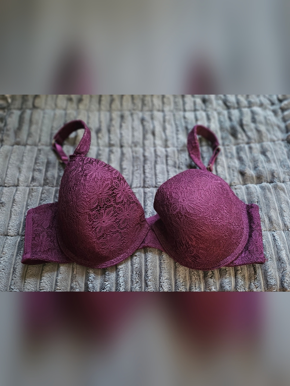 Jessica Simpon Lace Push-Up Bra in Wine